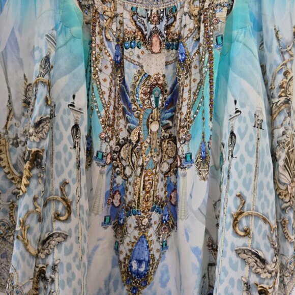 Camilla Gatsbys Girl Off Shoulder Shirred Blouse XS 165E - Picture 6 of 11